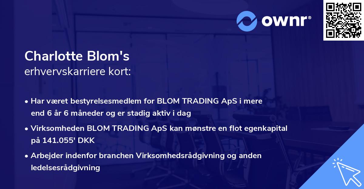 Charlotte Blom's erhvervskarriere kort