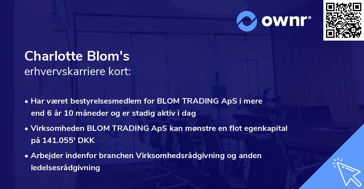 Charlotte Blom's erhvervskarriere kort
