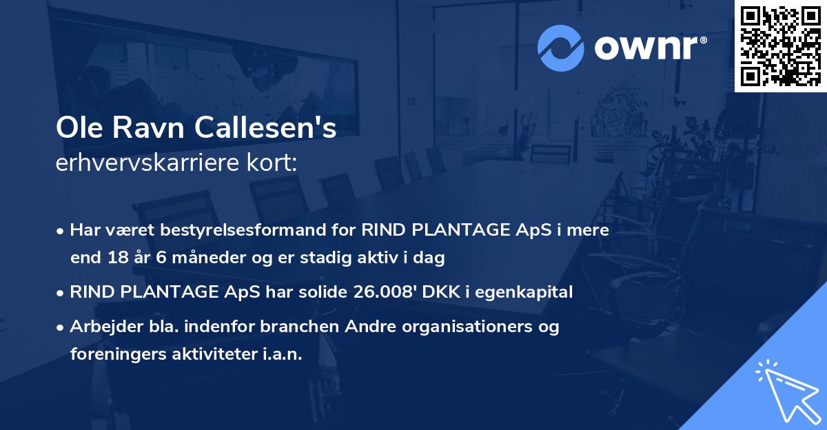 Ole Ravn Callesen's erhvervskarriere kort