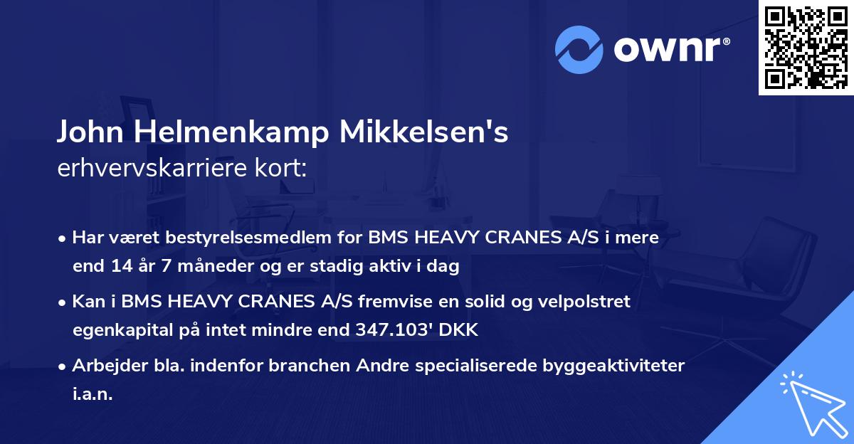 John Helmenkamp Mikkelsen's erhvervskarriere kort