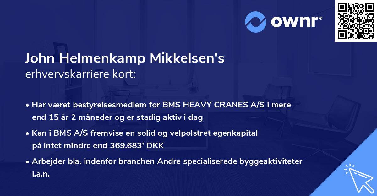 John Helmenkamp Mikkelsen's erhvervskarriere kort