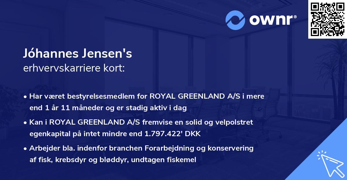 Jóhannes Jensen's erhvervskarriere kort