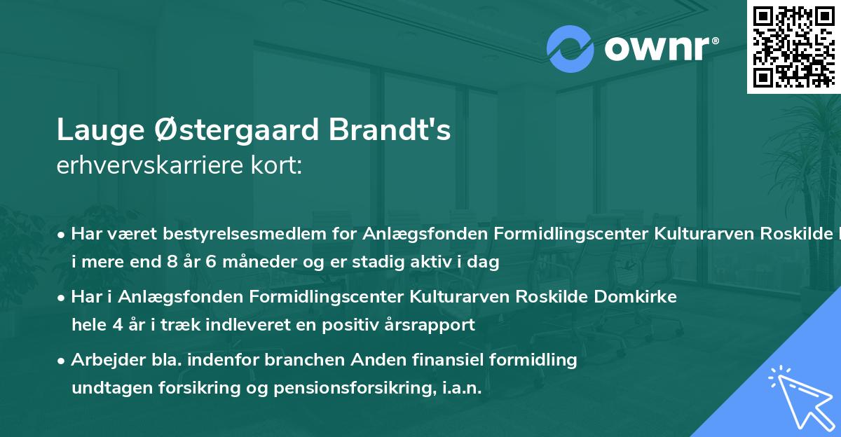 Lauge Østergaard Brandt's erhvervskarriere kort
