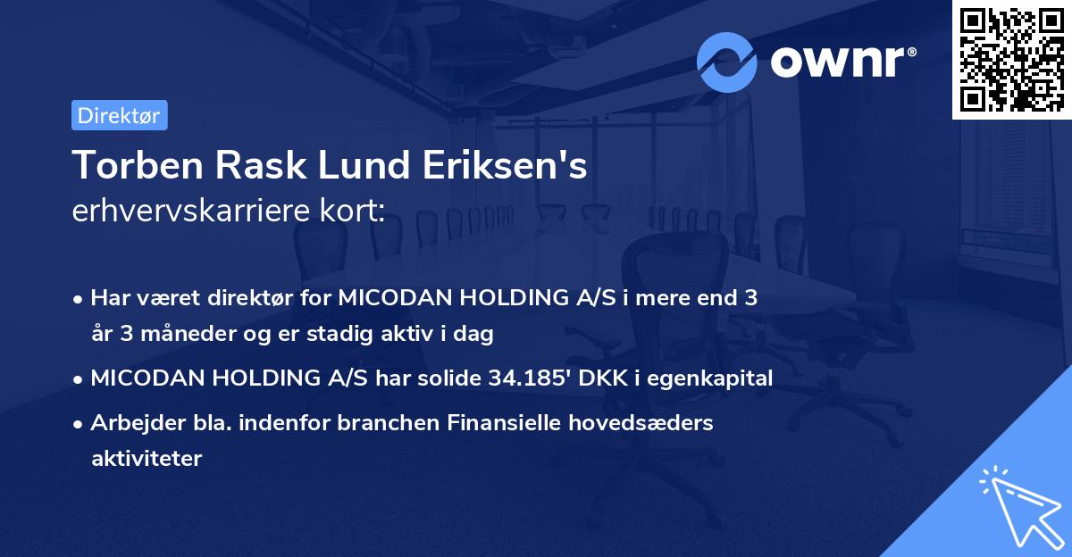 Torben Rask Lund Eriksen's erhvervskarriere kort