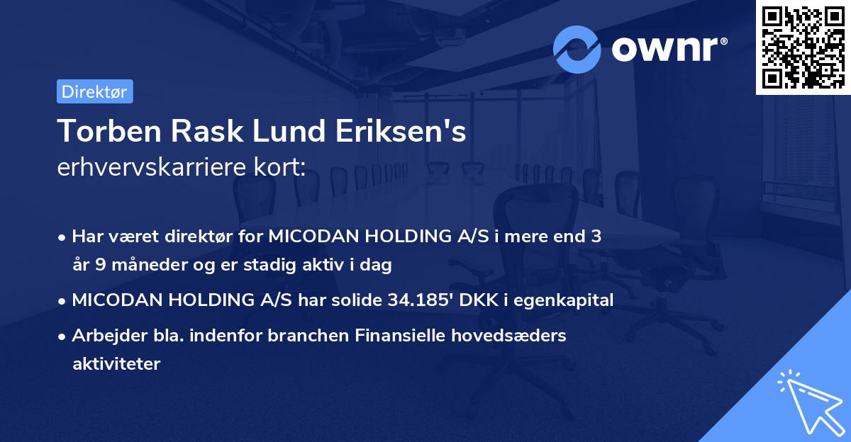 Torben Rask Lund Eriksen's erhvervskarriere kort