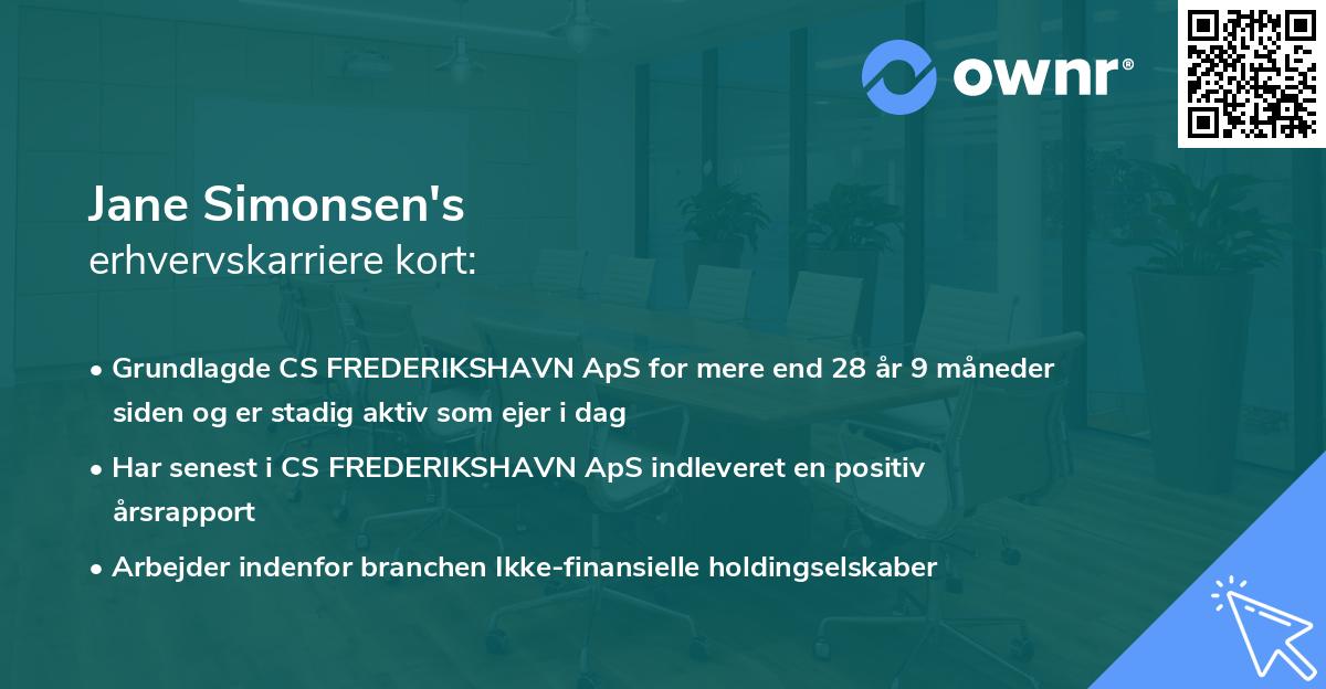 Jane Simonsen's erhvervskarriere kort