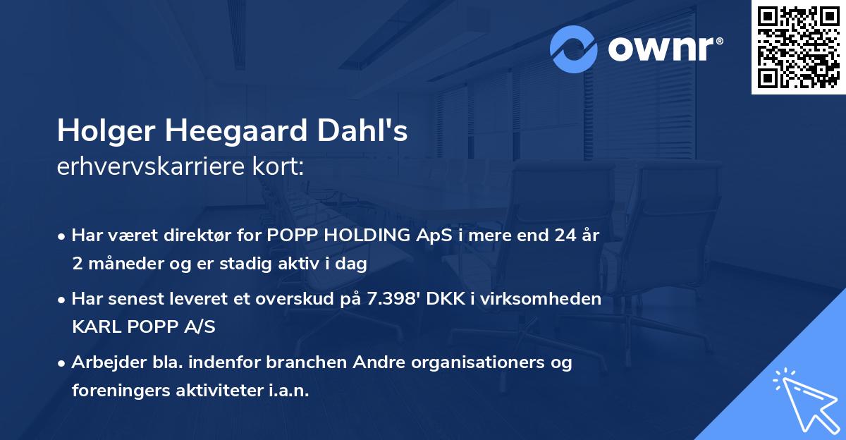 Holger Heegaard Dahl's erhvervskarriere kort