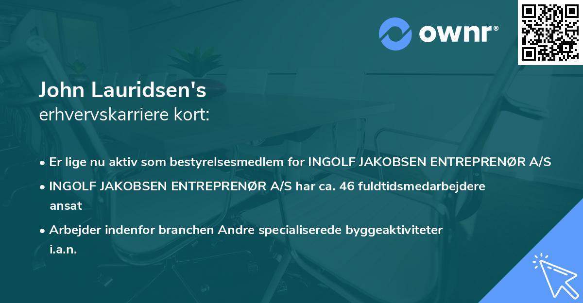 John Lauridsen's erhvervskarriere kort