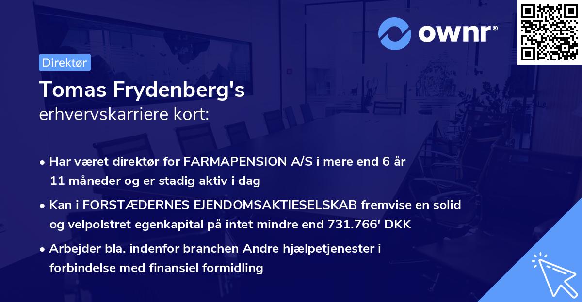 Tomas Frydenberg's erhvervskarriere kort