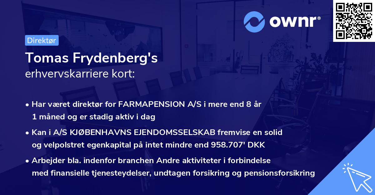 Tomas Frydenberg's erhvervskarriere kort