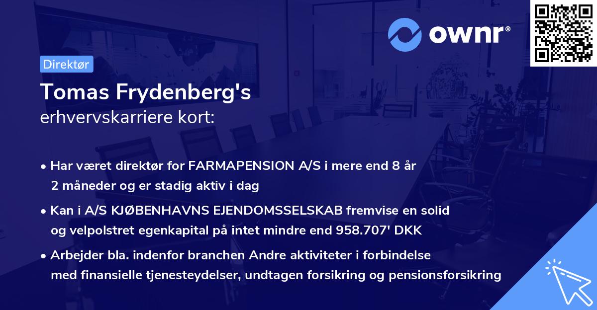Tomas Frydenberg's erhvervskarriere kort