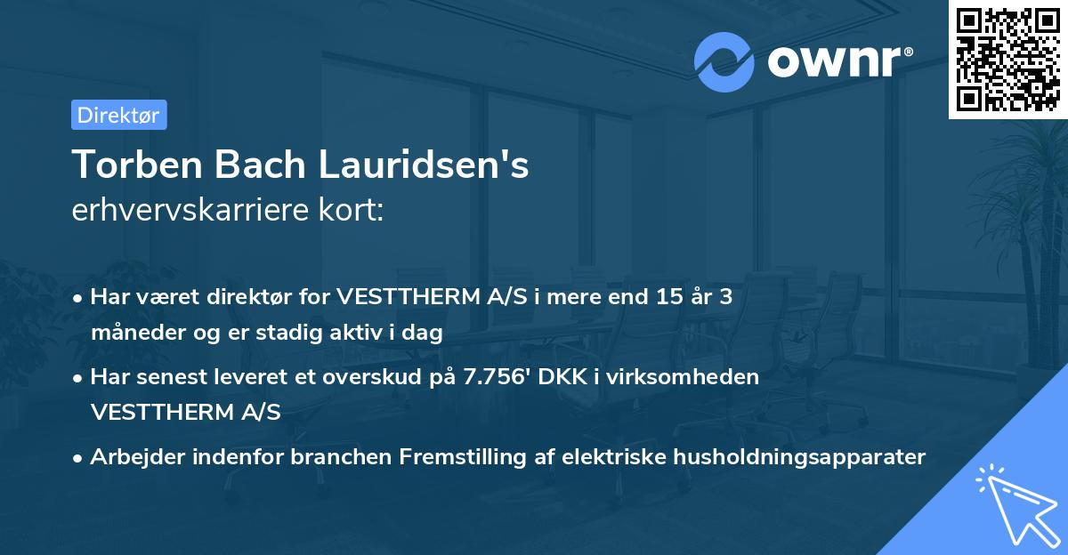 Torben Bach Lauridsen's erhvervskarriere kort