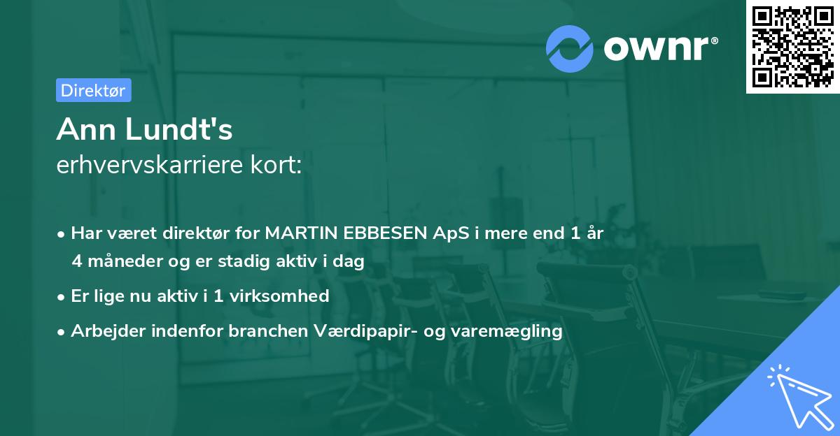 Ann Lundt's erhvervskarriere kort