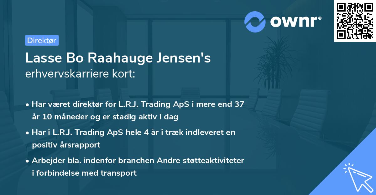 Lasse Bo Raahauge Jensen's erhvervskarriere kort