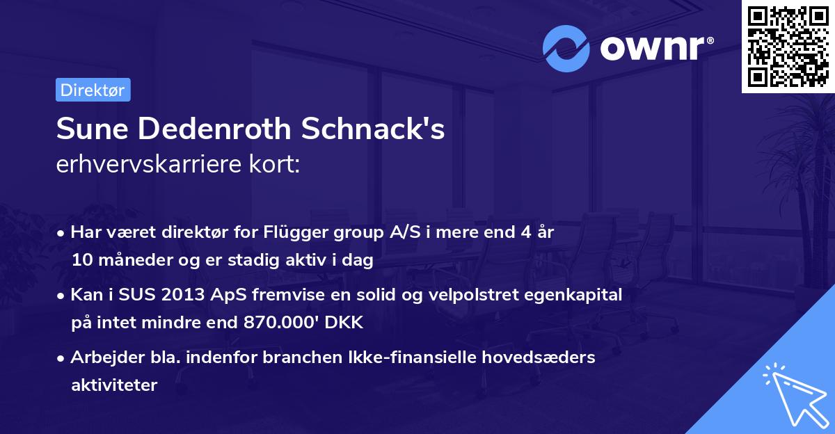 Sune Dedenroth Schnack's erhvervskarriere kort