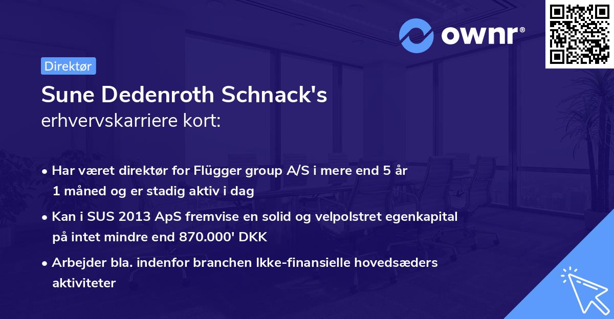 Sune Dedenroth Schnack's erhvervskarriere kort