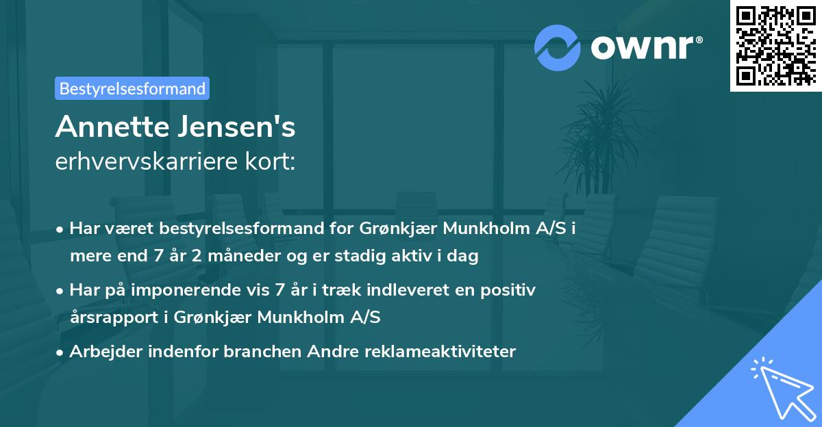 Annette Jensen's erhvervskarriere kort