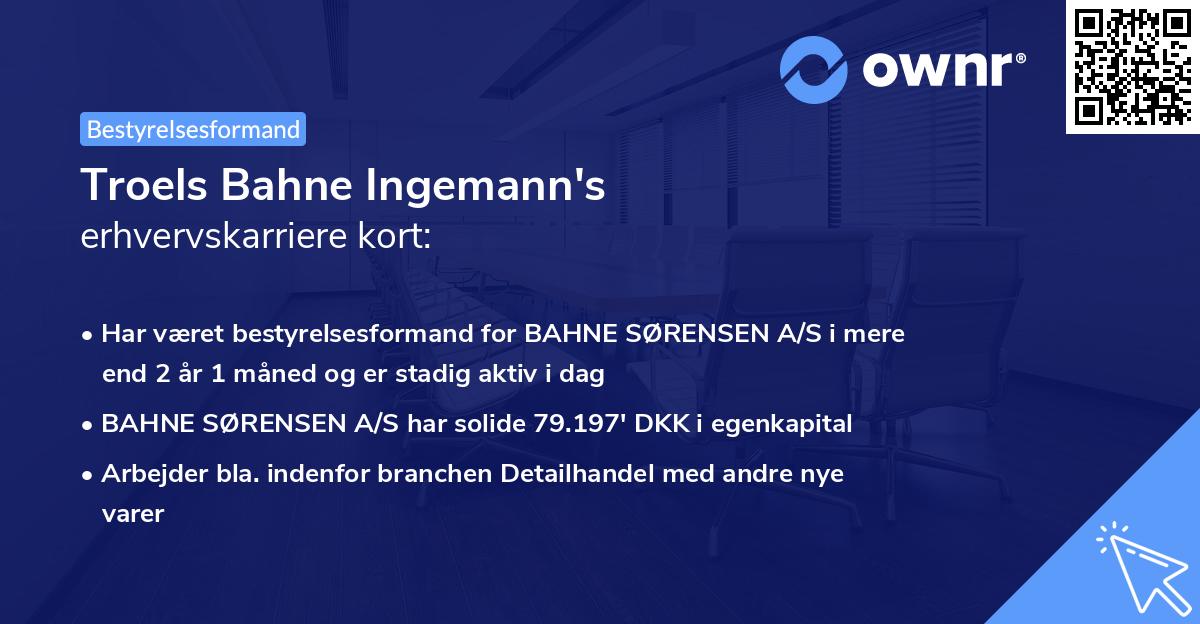 Troels Bahne Ingemann's erhvervskarriere kort