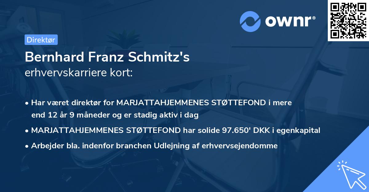 Bernhard Franz Schmitz's erhvervskarriere kort