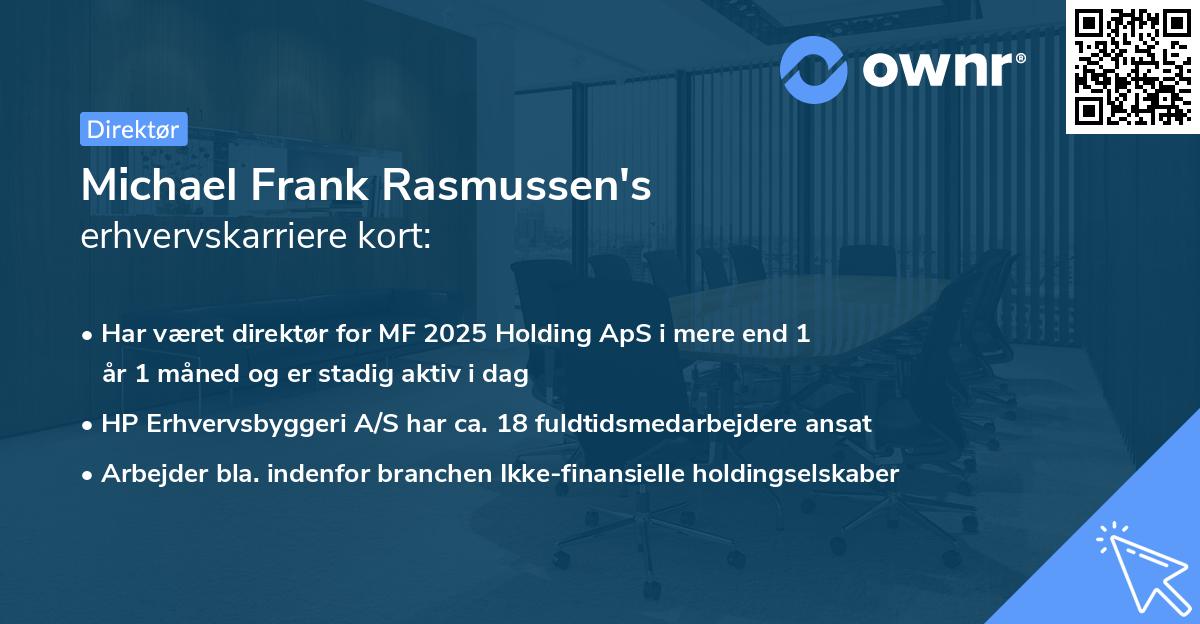 Michael Frank Rasmussen's erhvervskarriere kort