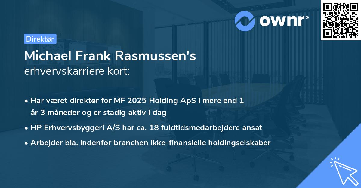 Michael Frank Rasmussen's erhvervskarriere kort