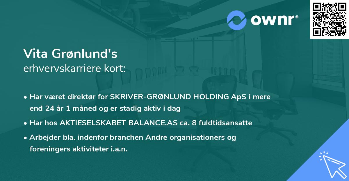 Vita Grønlund's erhvervskarriere kort