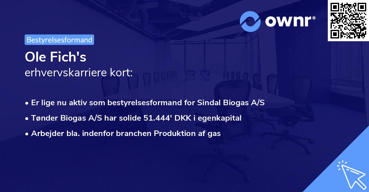 Ole Fich's erhvervskarriere kort