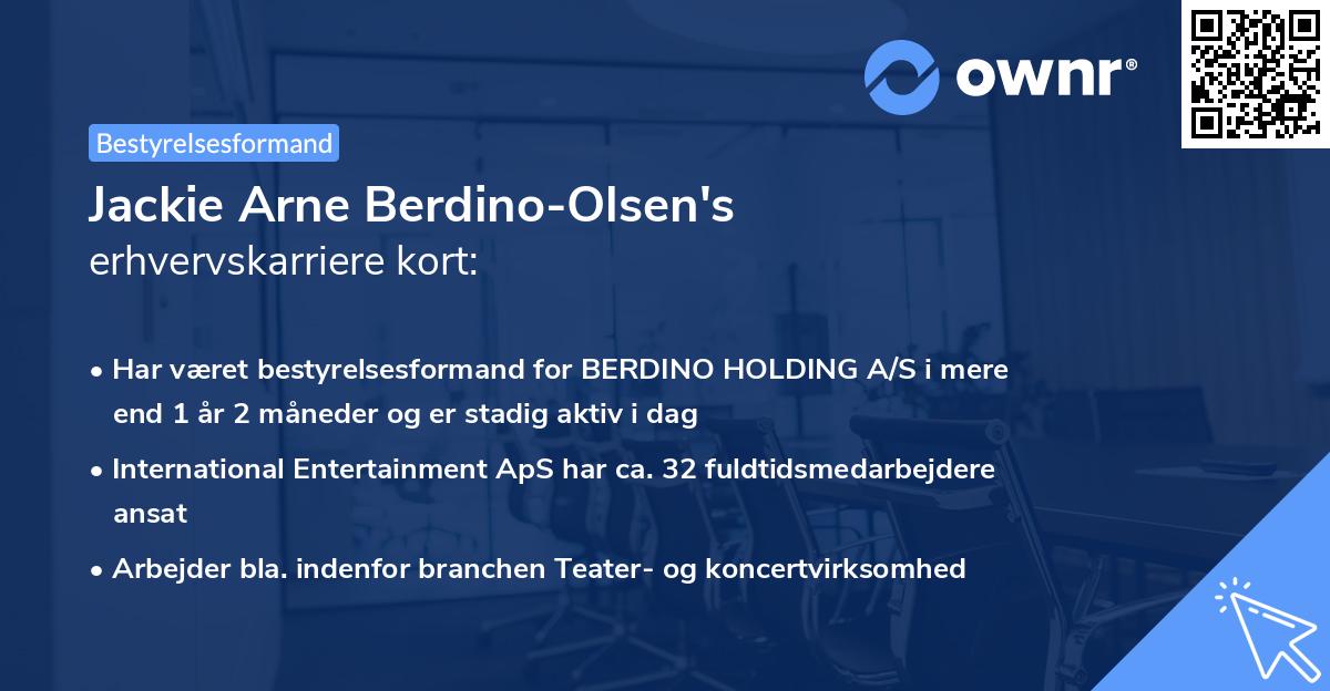 Jackie Arne Berdino-Olsen's erhvervskarriere kort