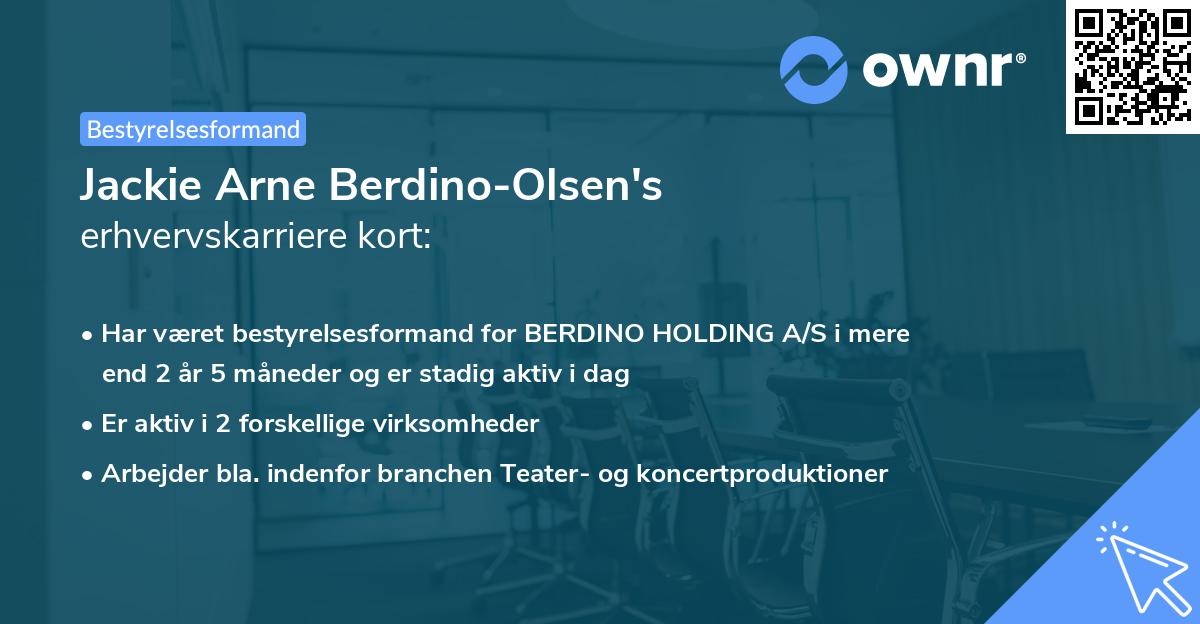 Jackie Arne Berdino-Olsen's erhvervskarriere kort