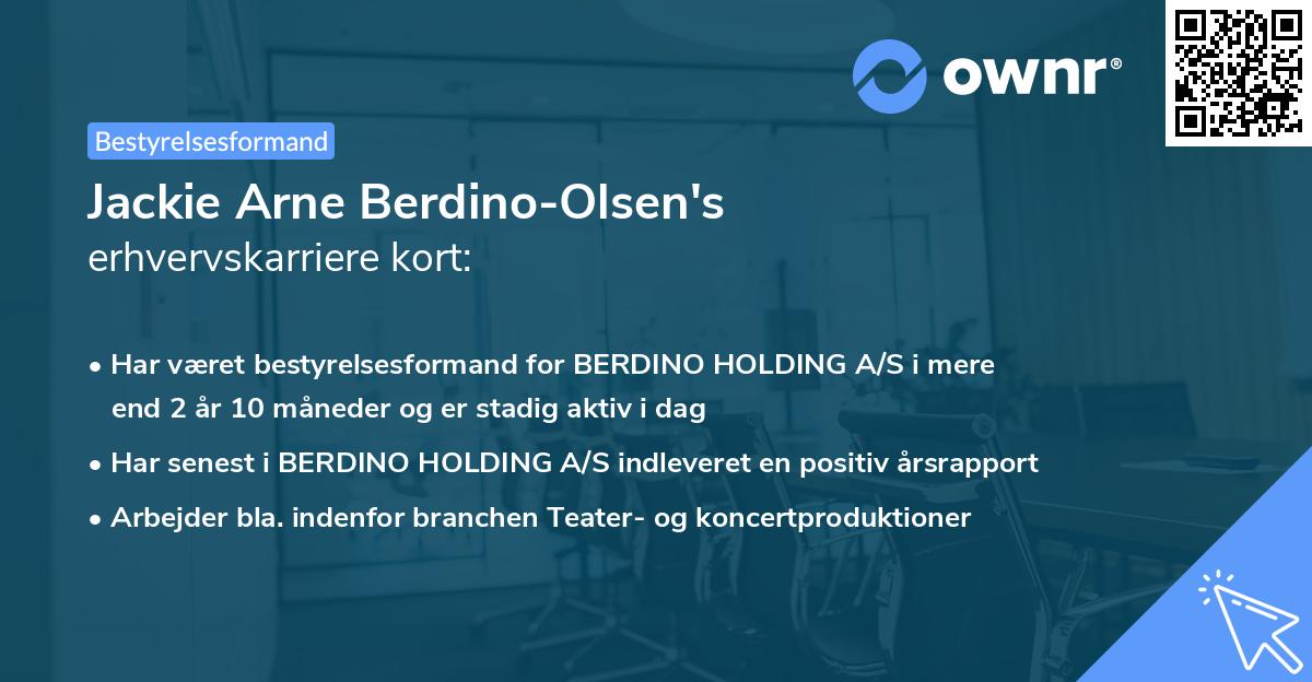 Jackie Arne Berdino-Olsen's erhvervskarriere kort