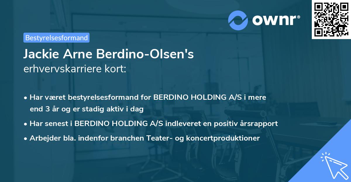 Jackie Arne Berdino-Olsen's erhvervskarriere kort