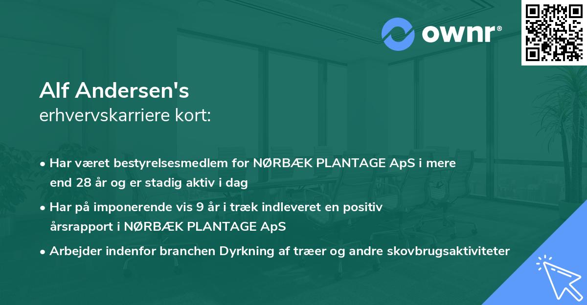 Alf Andersen's erhvervskarriere kort