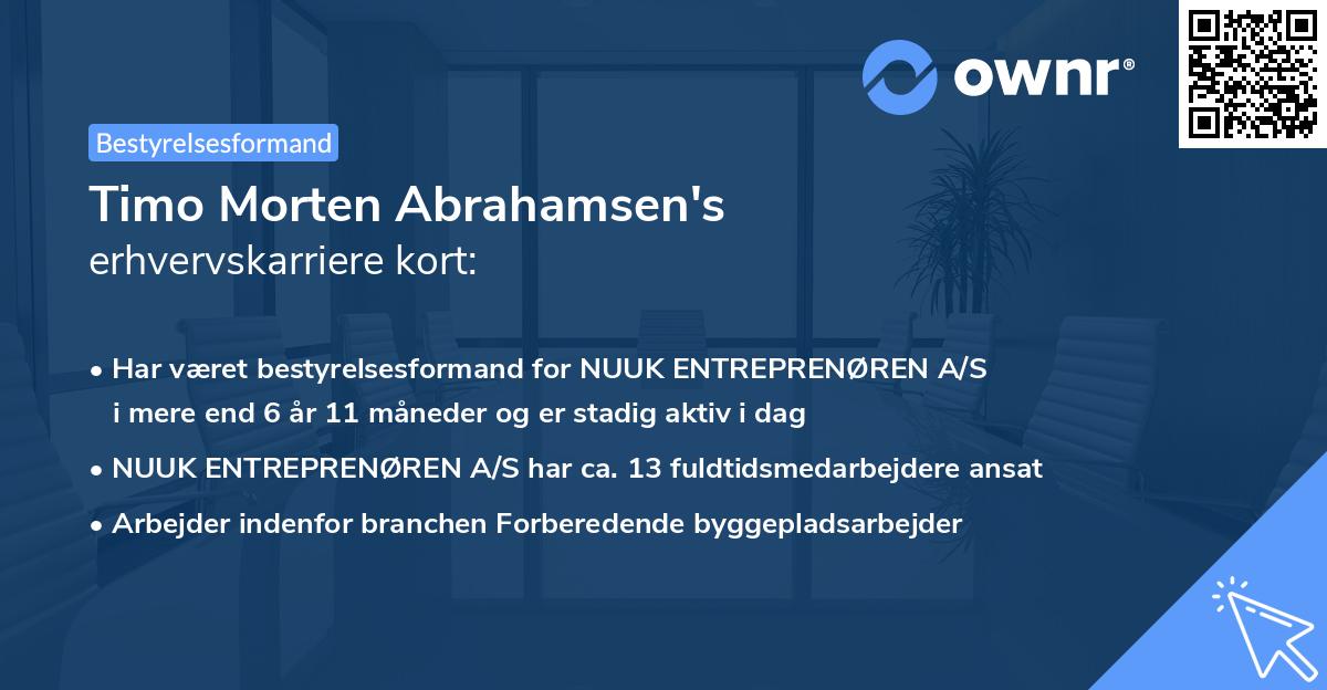 Timo Morten Abrahamsen's erhvervskarriere kort