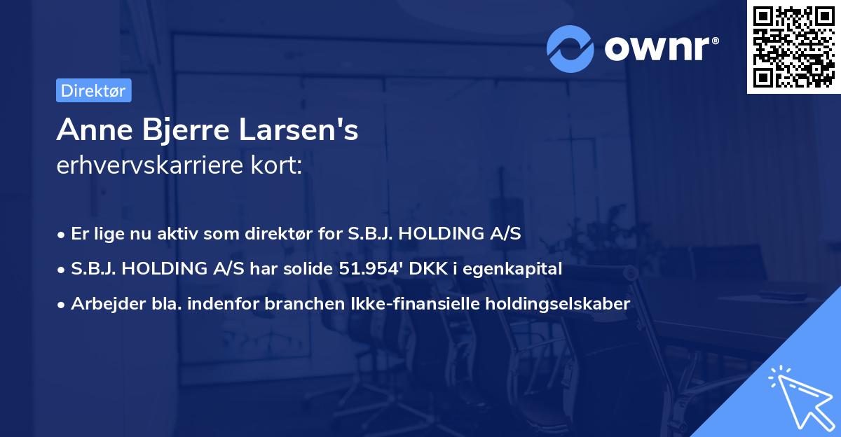 Anne Bjerre Larsen's erhvervskarriere kort