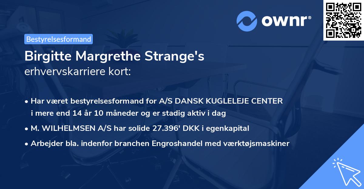 Birgitte Margrethe Strange's erhvervskarriere kort