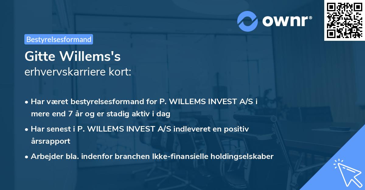 Gitte Willems's erhvervskarriere kort