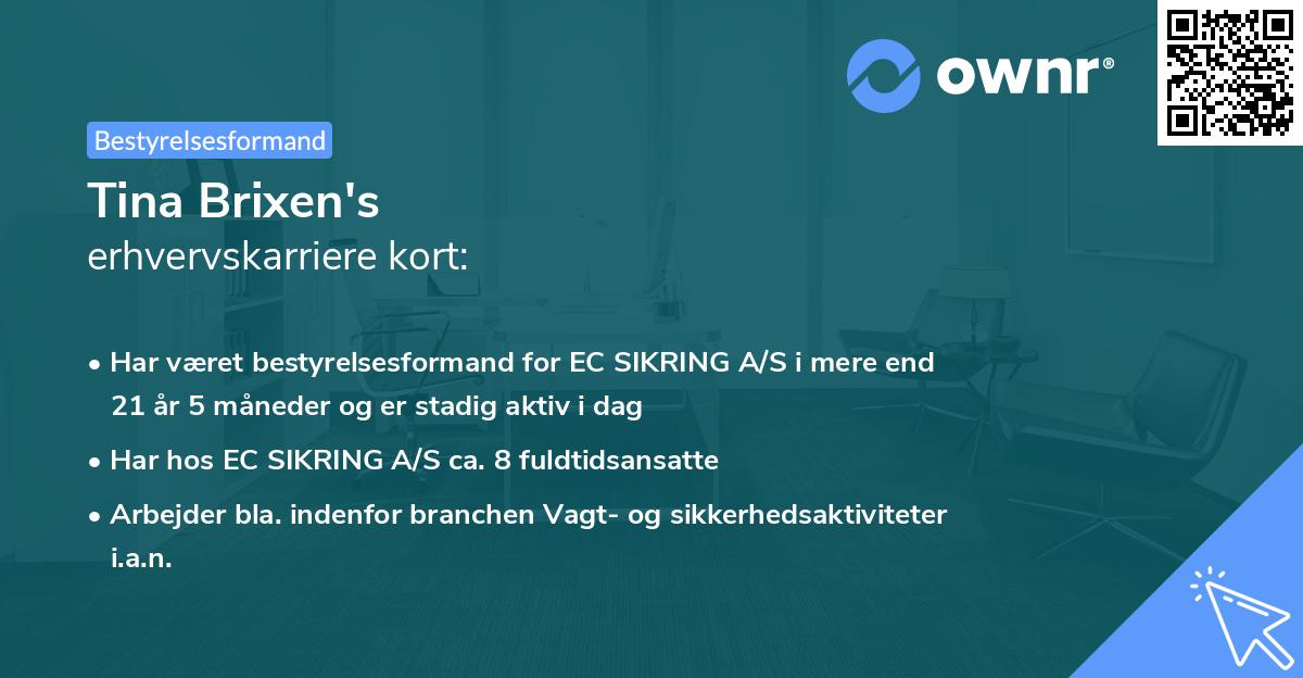Tina Brixen's erhvervskarriere kort