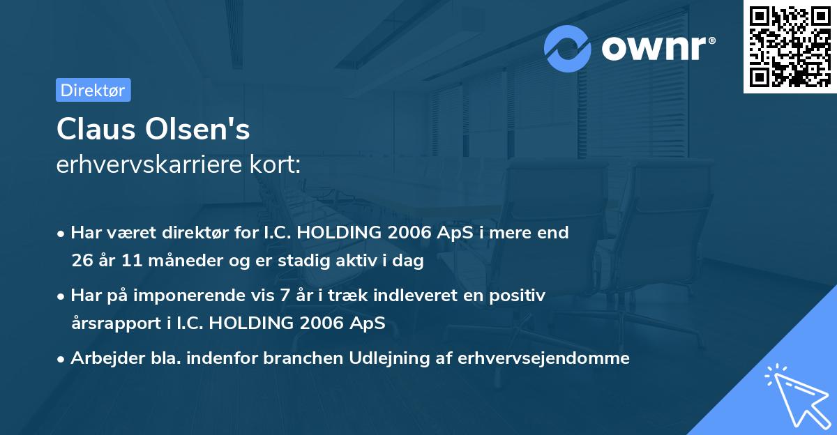 Claus Olsen's erhvervskarriere kort