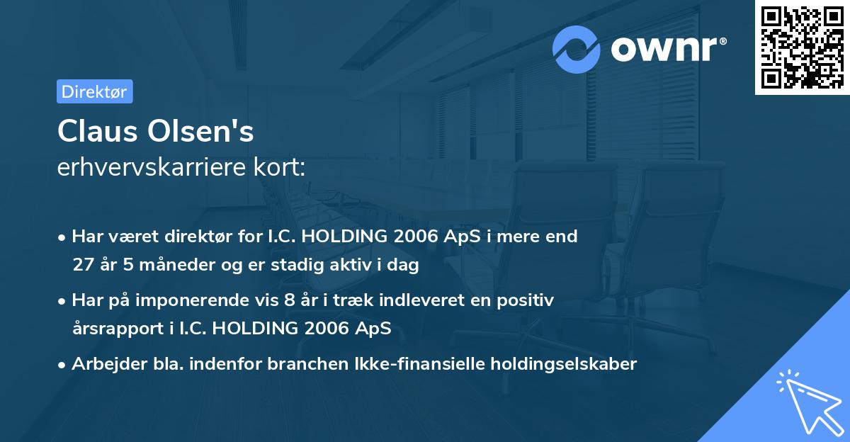 Claus Olsen's erhvervskarriere kort