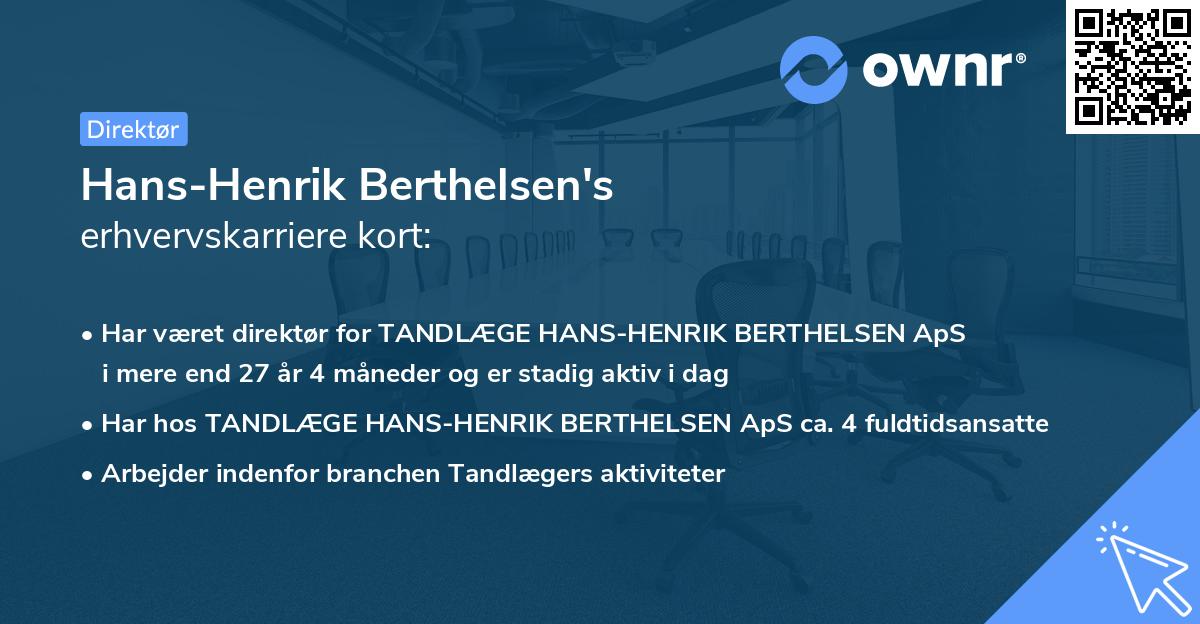 Hans-Henrik Berthelsen's erhvervskarriere kort