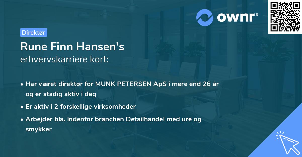 Rune Finn Hansen's erhvervskarriere kort