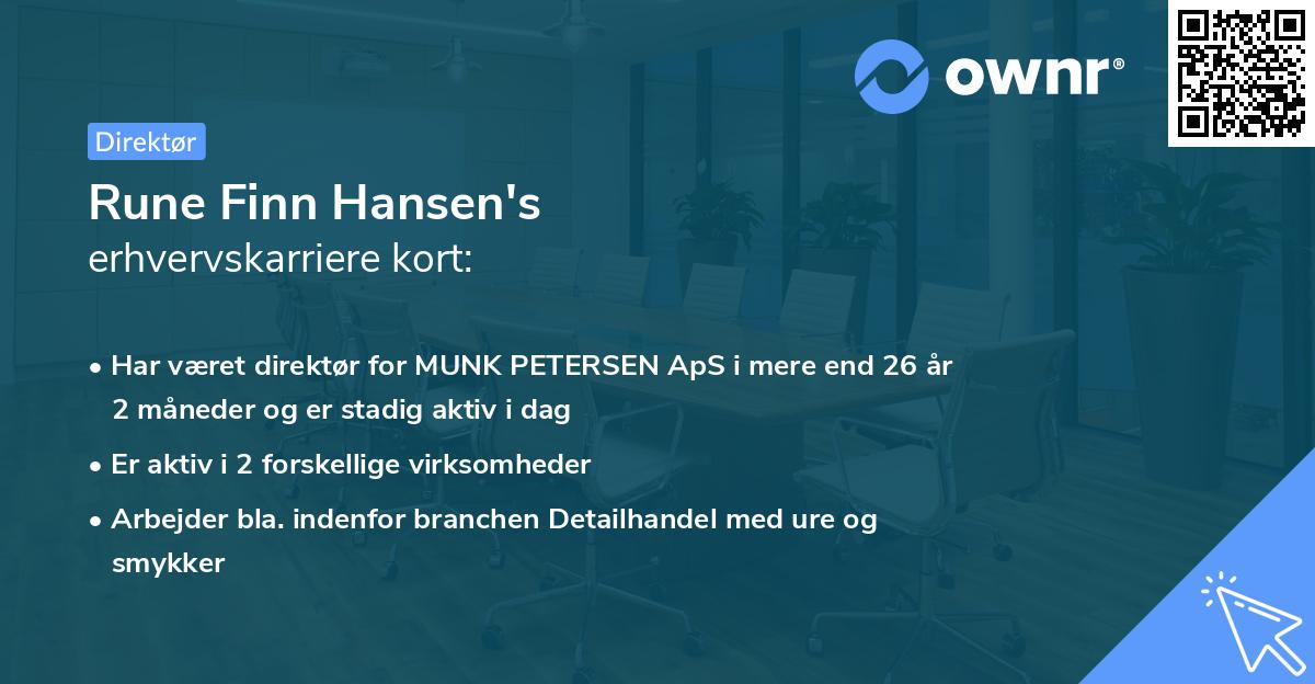 Rune Finn Hansen's erhvervskarriere kort