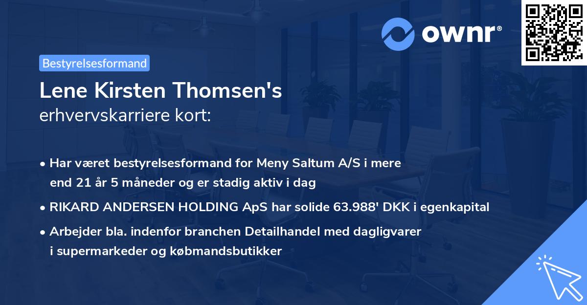 Lene Kirsten Thomsen's erhvervskarriere kort