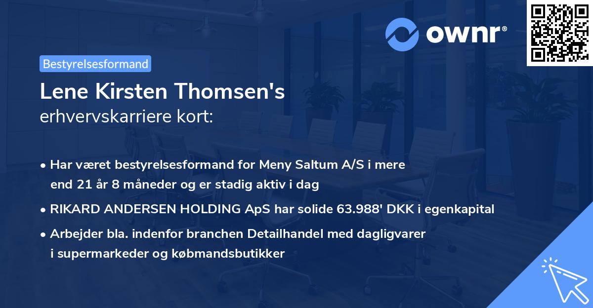 Lene Kirsten Thomsen's erhvervskarriere kort