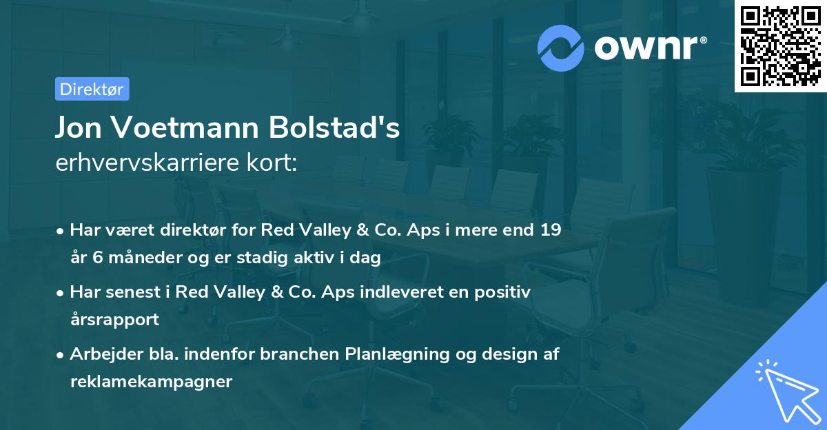 Jon Voetmann Bolstad's erhvervskarriere kort