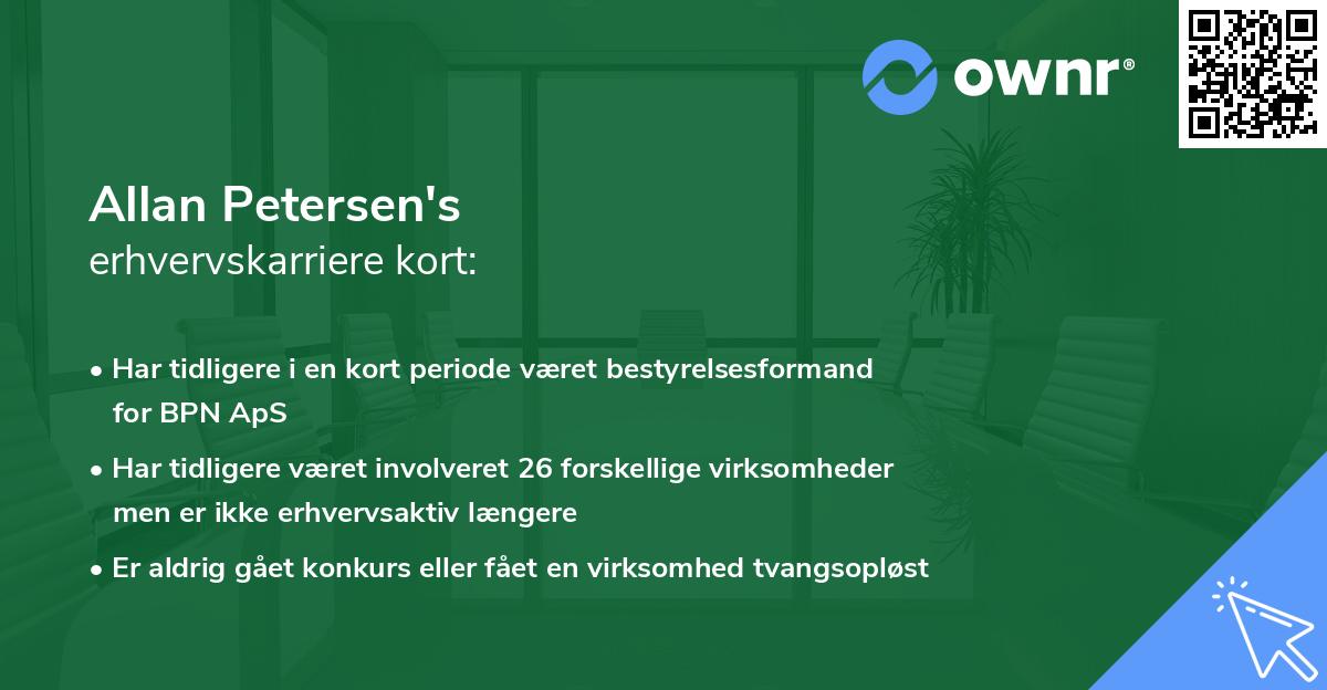 Allan Petersen's erhvervskarriere kort