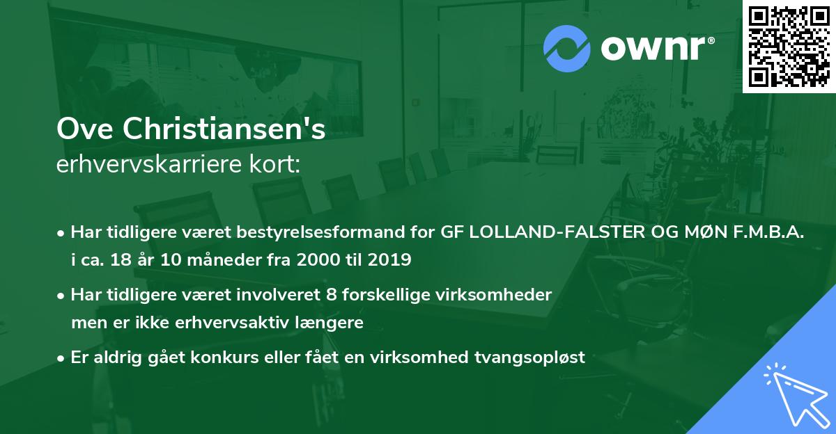 Ove Christiansen's erhvervskarriere kort