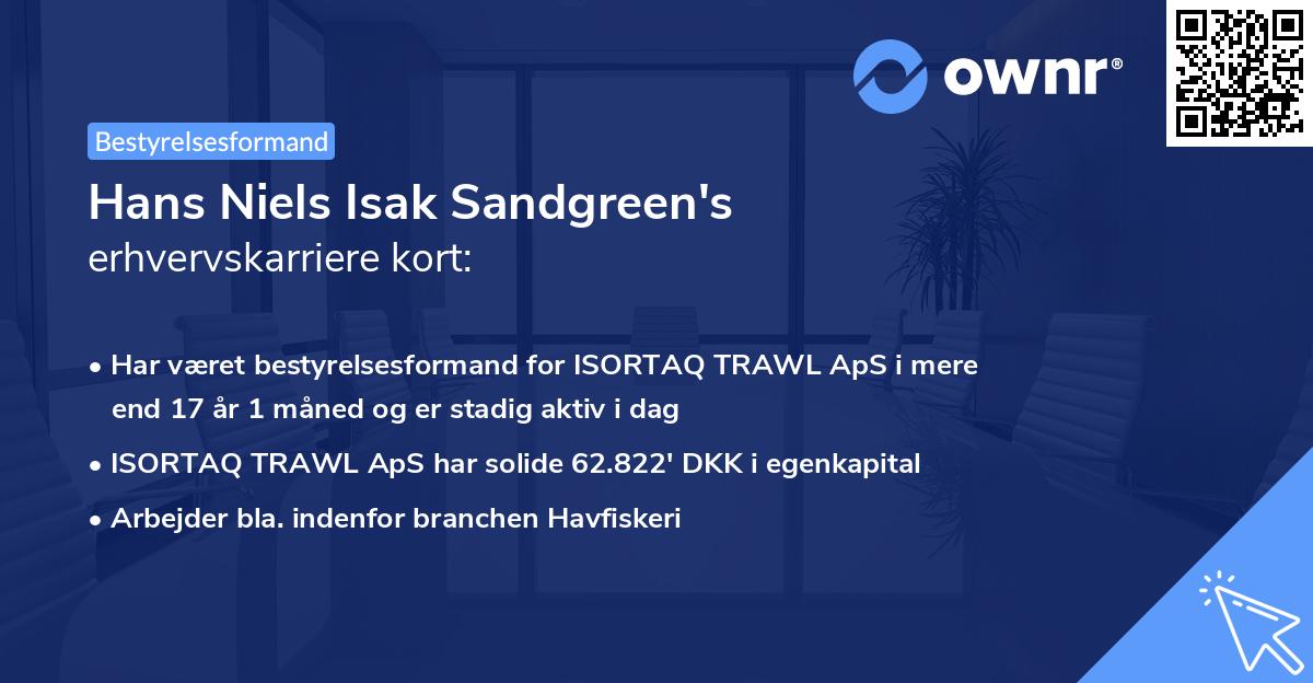 Hans Niels Isak Sandgreen's erhvervskarriere kort