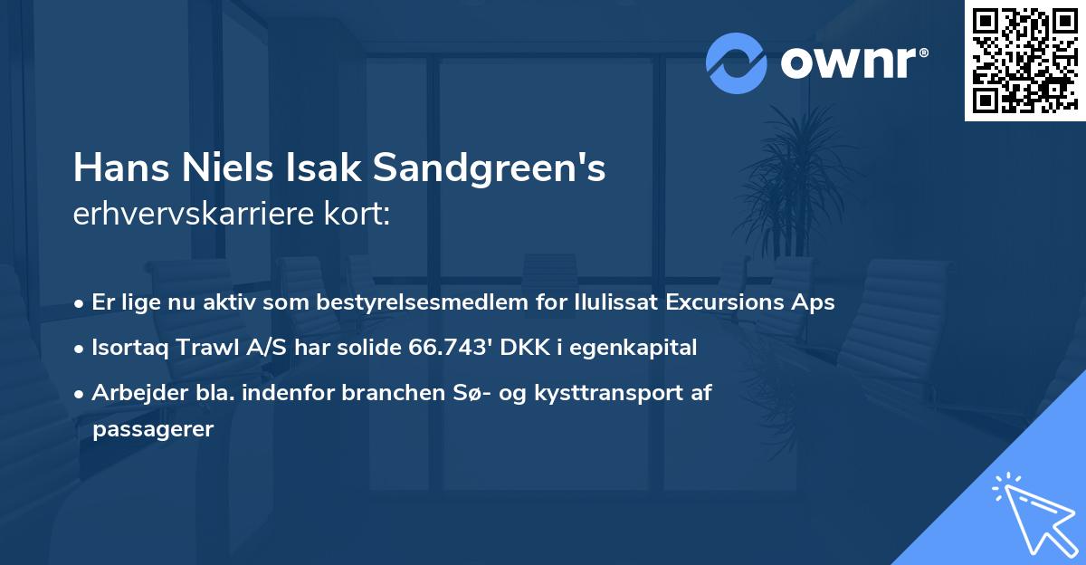 Hans Niels Isak Sandgreen's erhvervskarriere kort