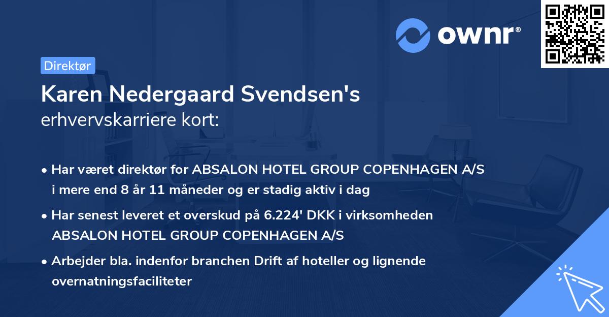 Karen Nedergaard Svendsen's erhvervskarriere kort